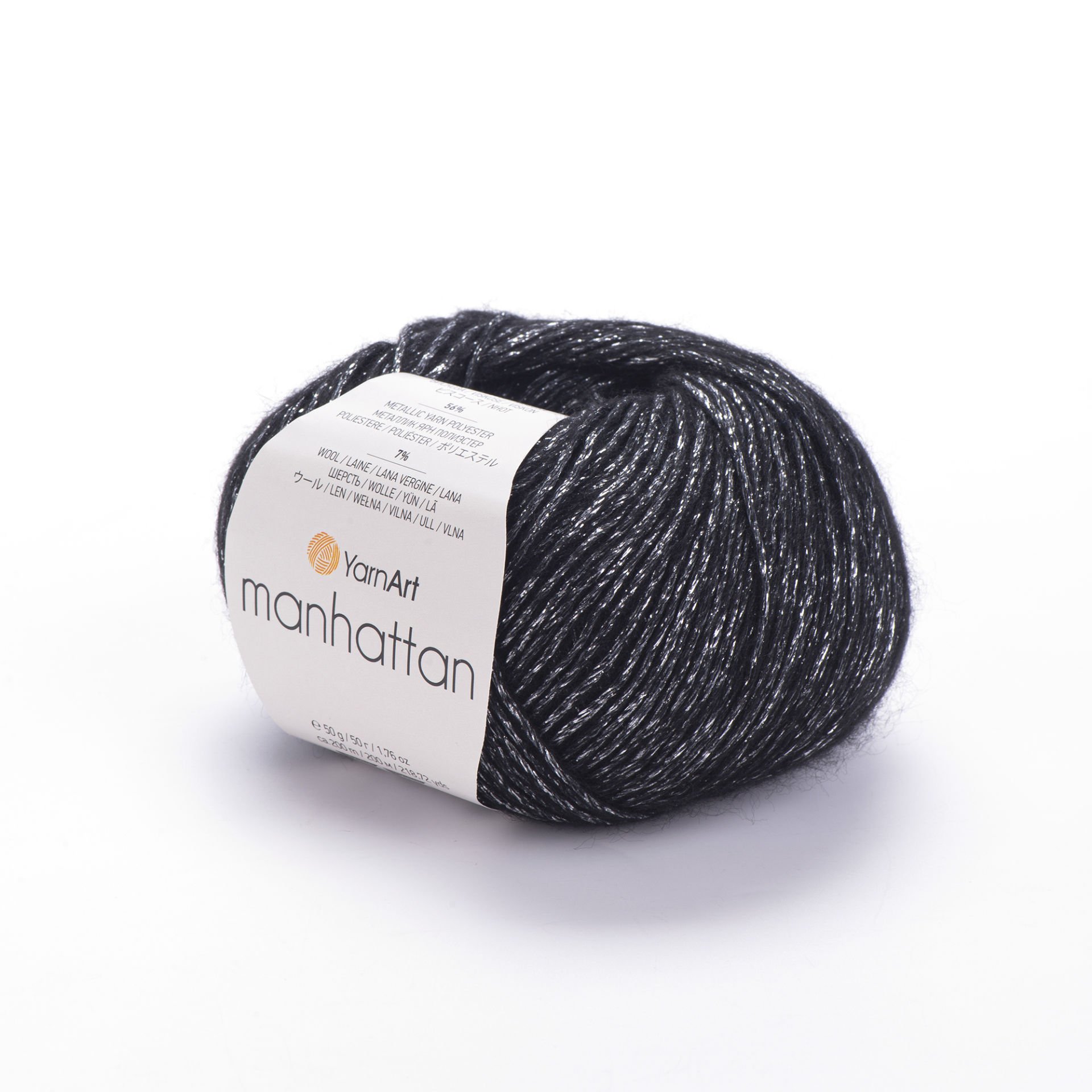 YARNART MANHATTAN - GLITTERY KNITTING YARN BLACK-SILVER GLITTERY - 915