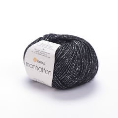 YARNART MANHATTAN - GLITTERY KNITTING YARN BLACK-SILVER GLITTERY - 915