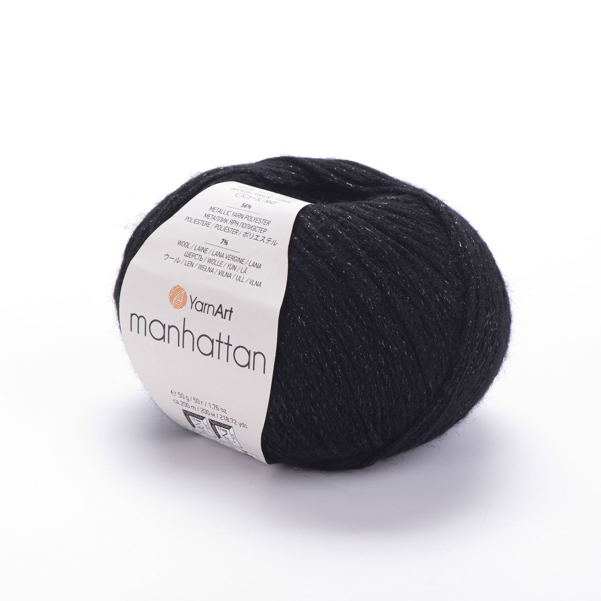 YARNART MANHATTAN - GLITTERY KNITTING YARN BLACK - 916