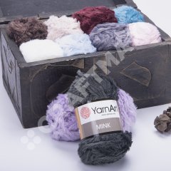 YARNART MINK - FAUX FUR KNITTING YARN EGGPLANT PURPLE - 342