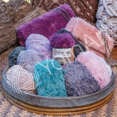 YARNART MINK - FAUX FUR KNITTING YARN EGGPLANT PURPLE - 342