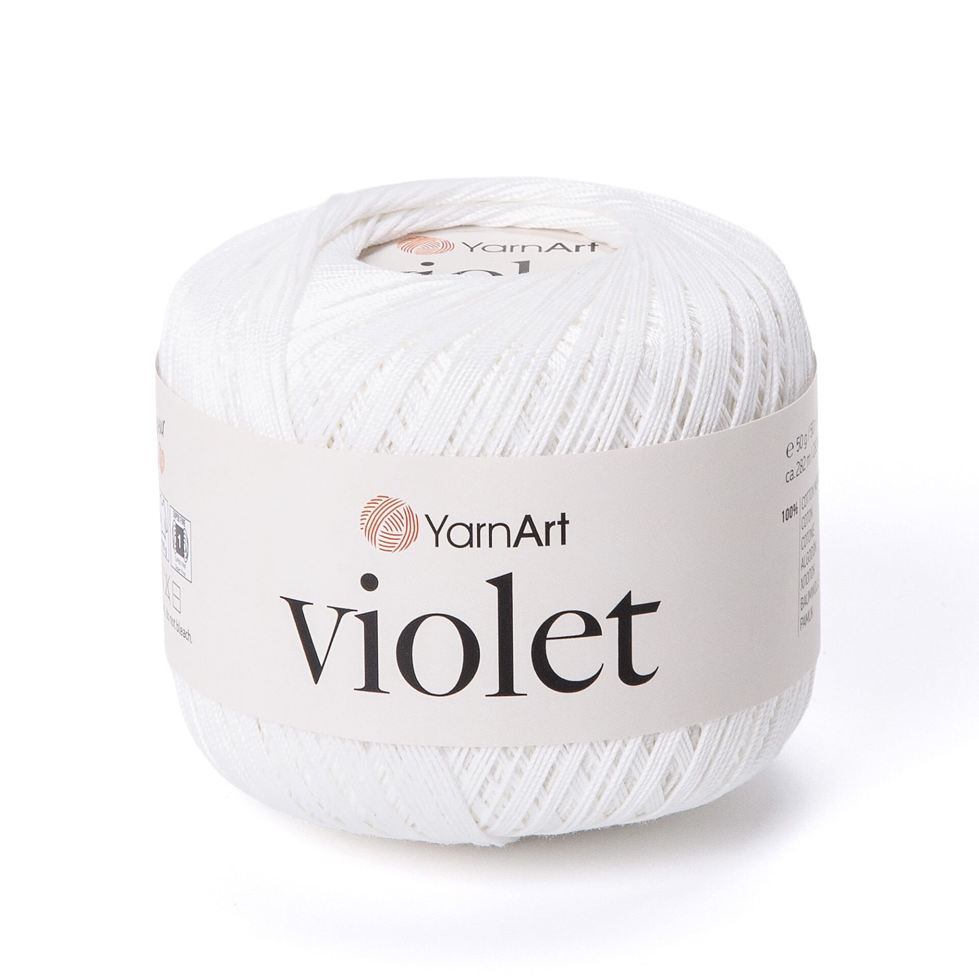 YARNART VIOLET - MERCERIZED LACE YARN WHITE - 003