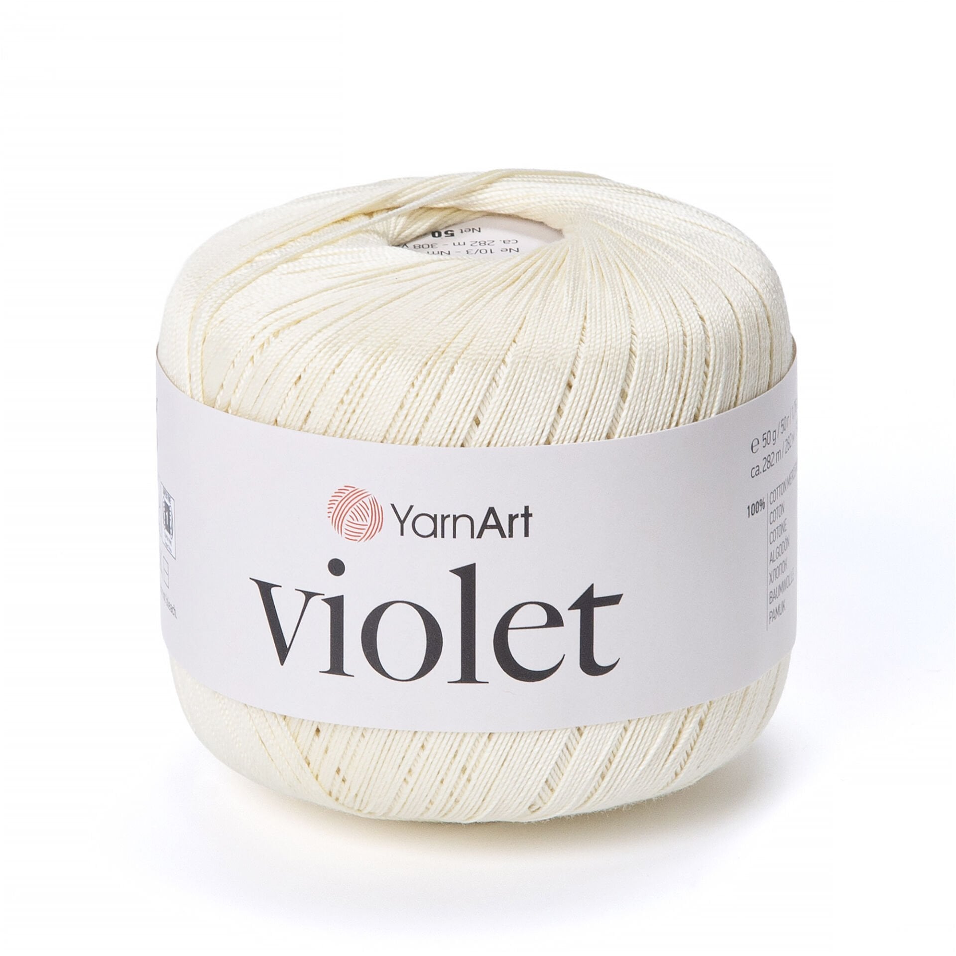 YARNART VIOLET - MERCERIZED LACE YARN CREAM - 0326