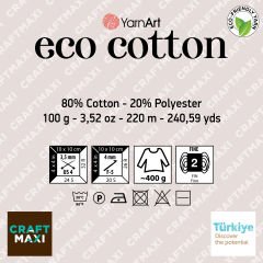 YARNART ECO COTTON - KNITTING YARN GREY - 763