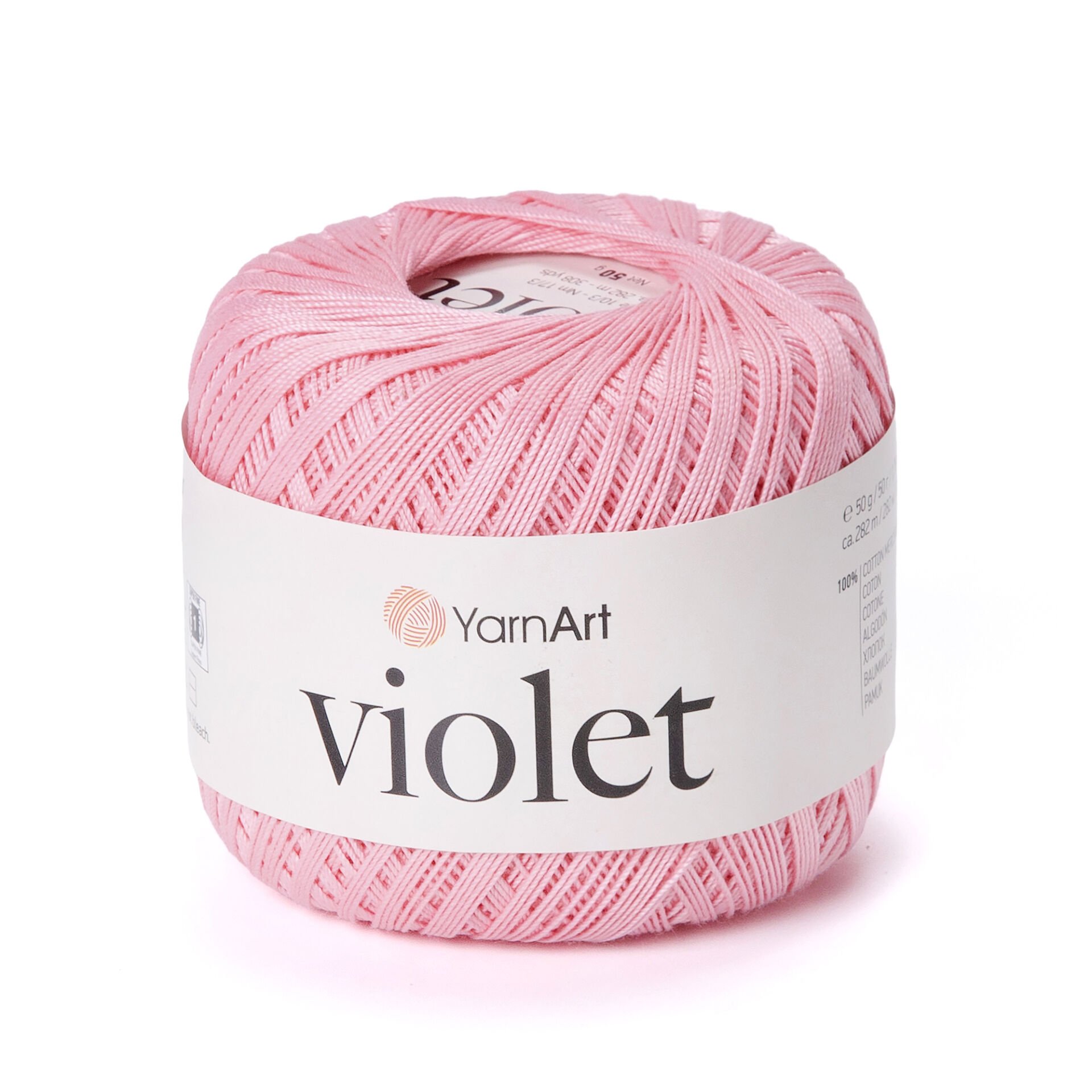 YARNART VIOLET - MERCERIZED LACE YARN POWDER PINK - 6313