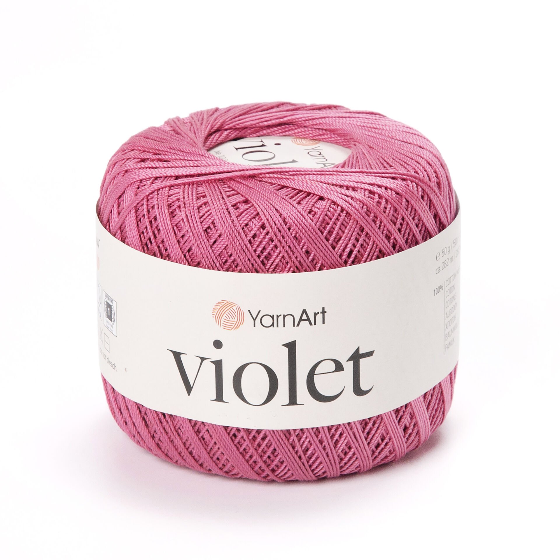 YARNART VIOLET - MERCERIZED LACE YARN PINK - 0075