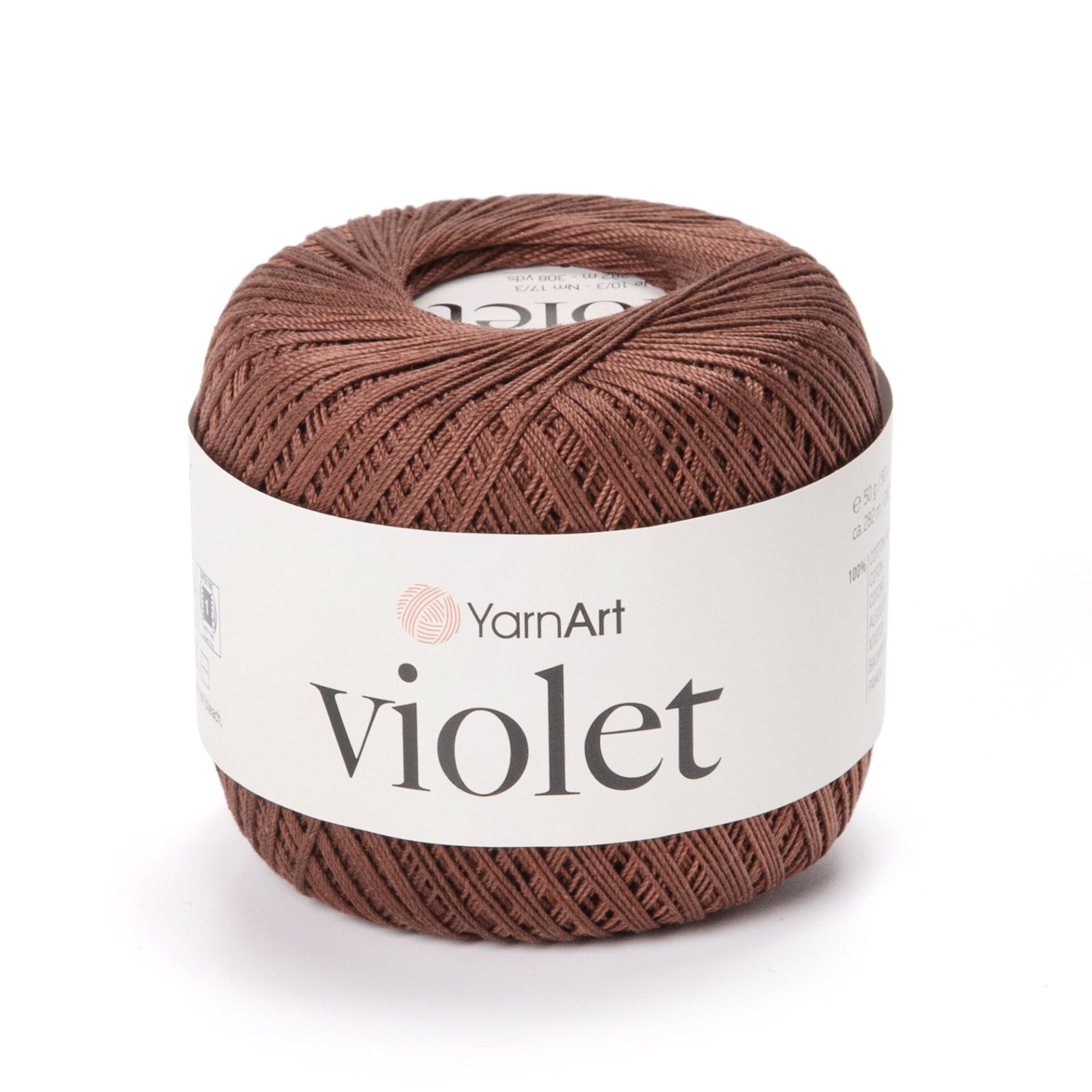 YARNART VIOLET - MERCERIZED LACE YARN REDDISH BROWN - 0077