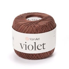 YARNART VIOLET - MERCERIZED LACE YARN REDDISH BROWN - 0077