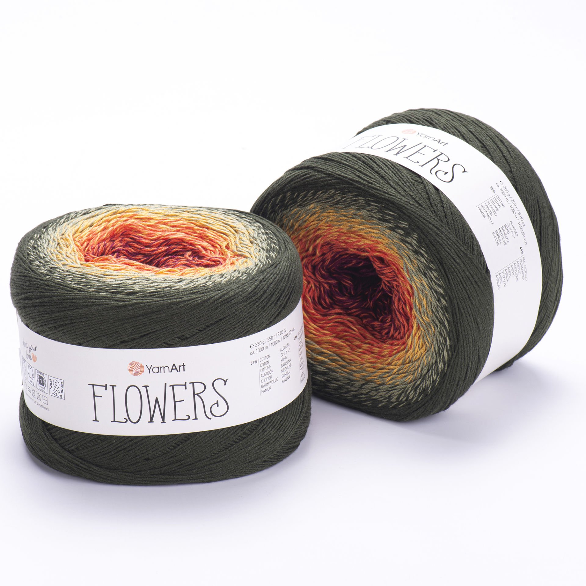 YARNART FLOWERS - MULTICOLOR KNITTING YARN VARIEGATED - 302