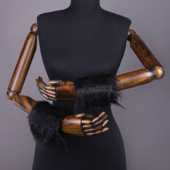 YARNART CUFFS - FAUX FUR CUFFS BLACK - 02