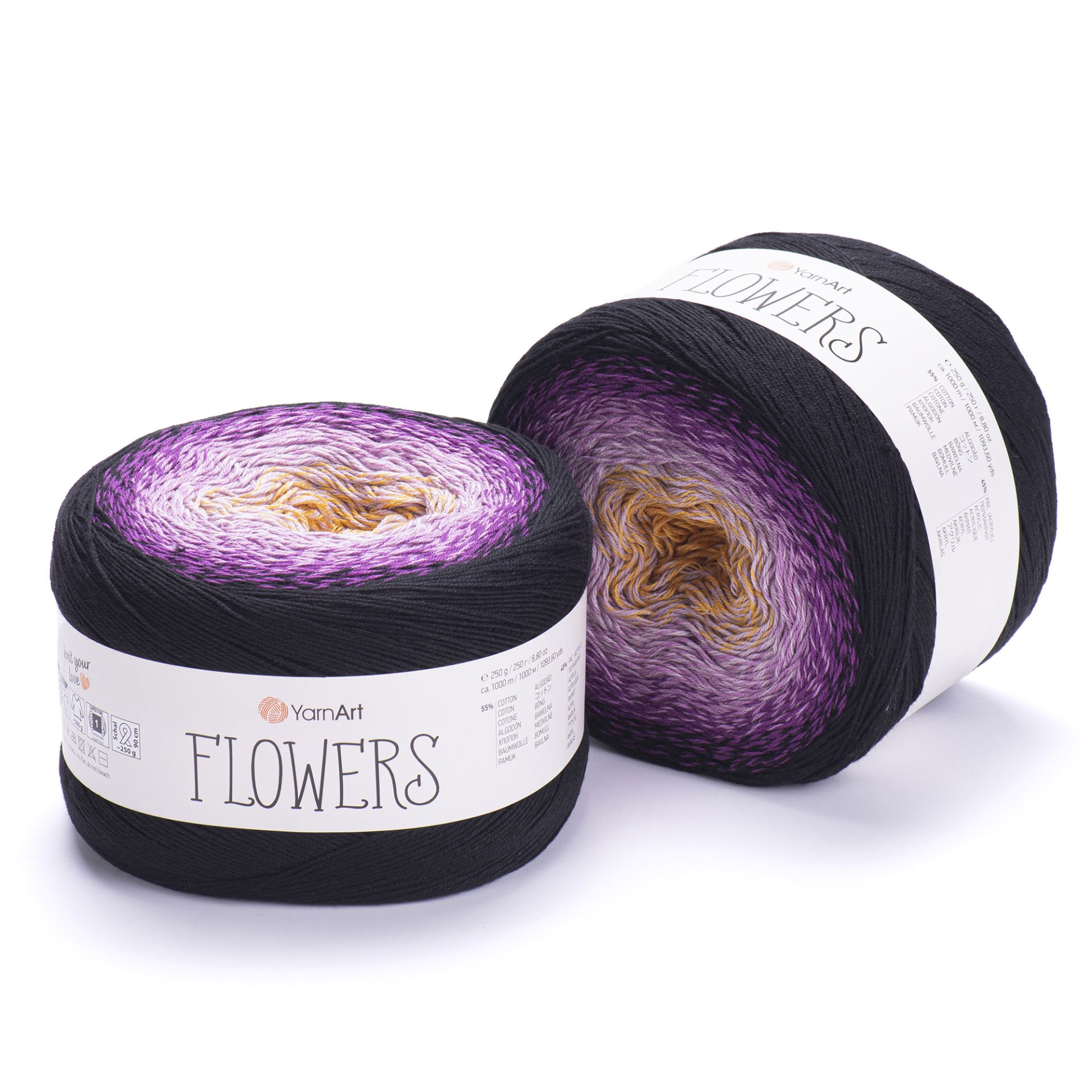 YARNART FLOWERS - MULTICOLOR KNITTING YARN VARIEGATED - 303