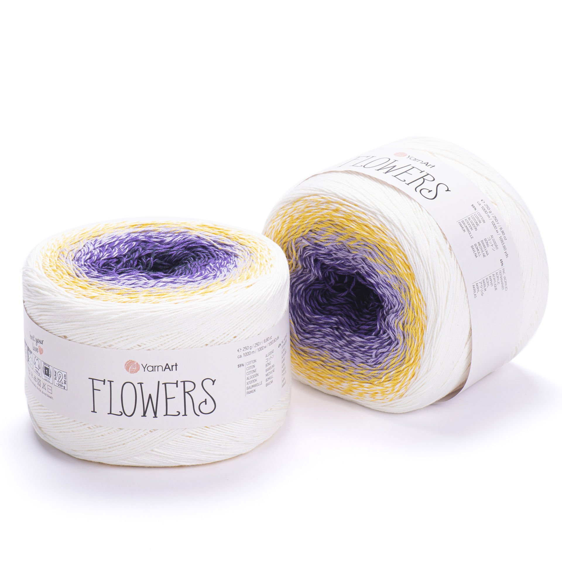 YARNART FLOWERS - MULTICOLOR KNITTING YARN VARIEGATED - 307