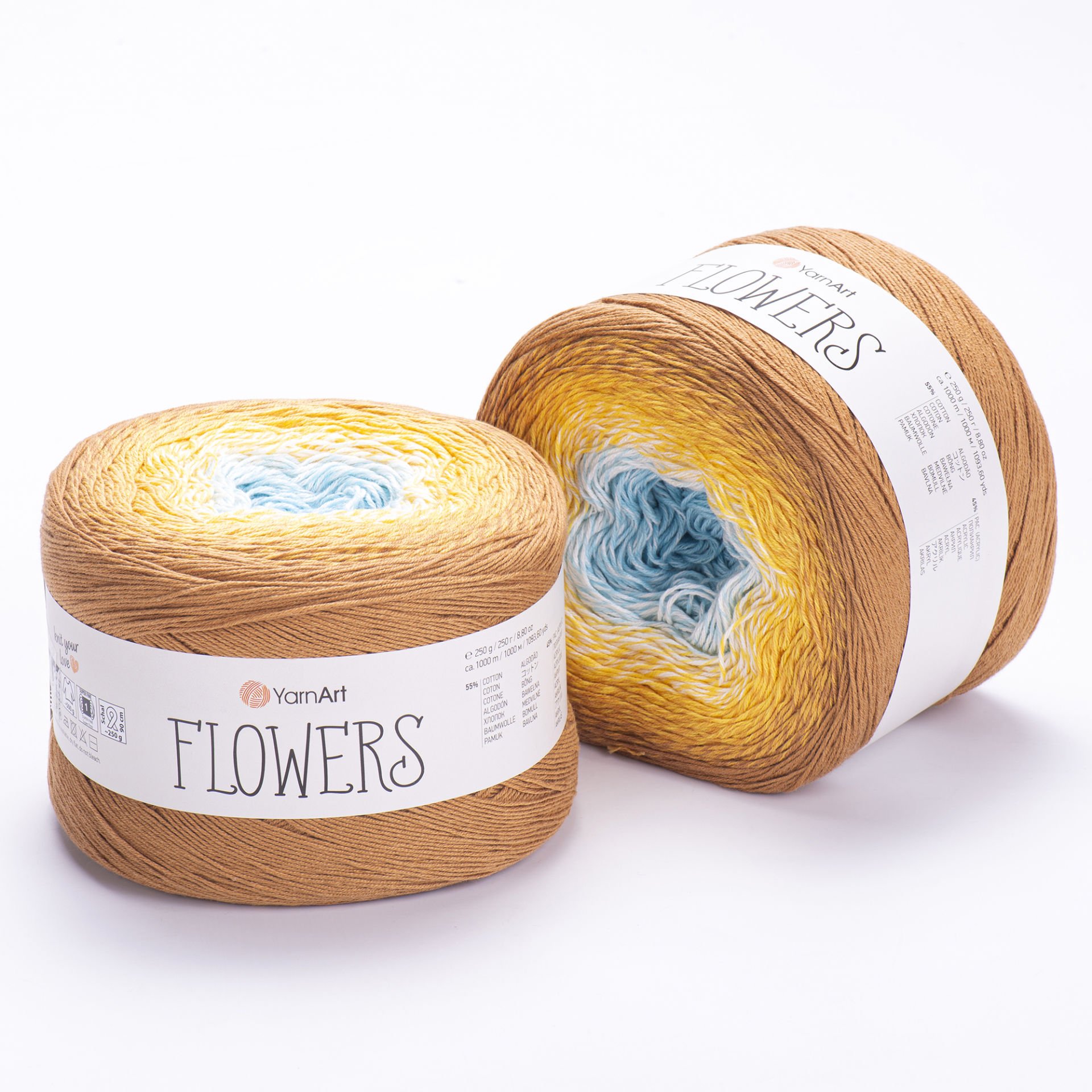 YARNART FLOWERS - MULTICOLOR KNITTING YARN VARIEGATED - 309