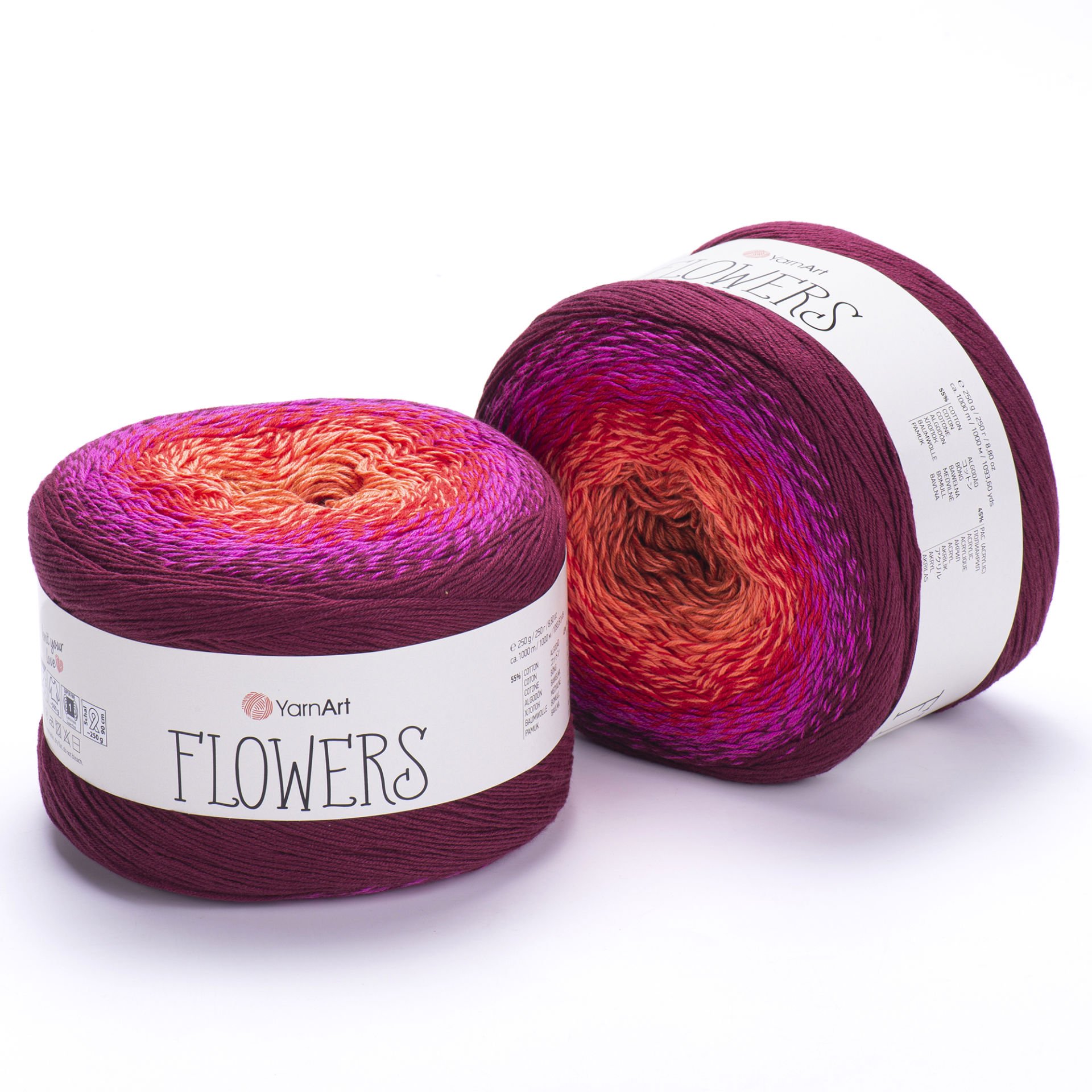 YARNART FLOWERS - MULTICOLOR KNITTING YARN VARIEGATED - 310
