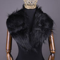YARNART SHAWL - FAUX FUR SHAWL BLACK - 02