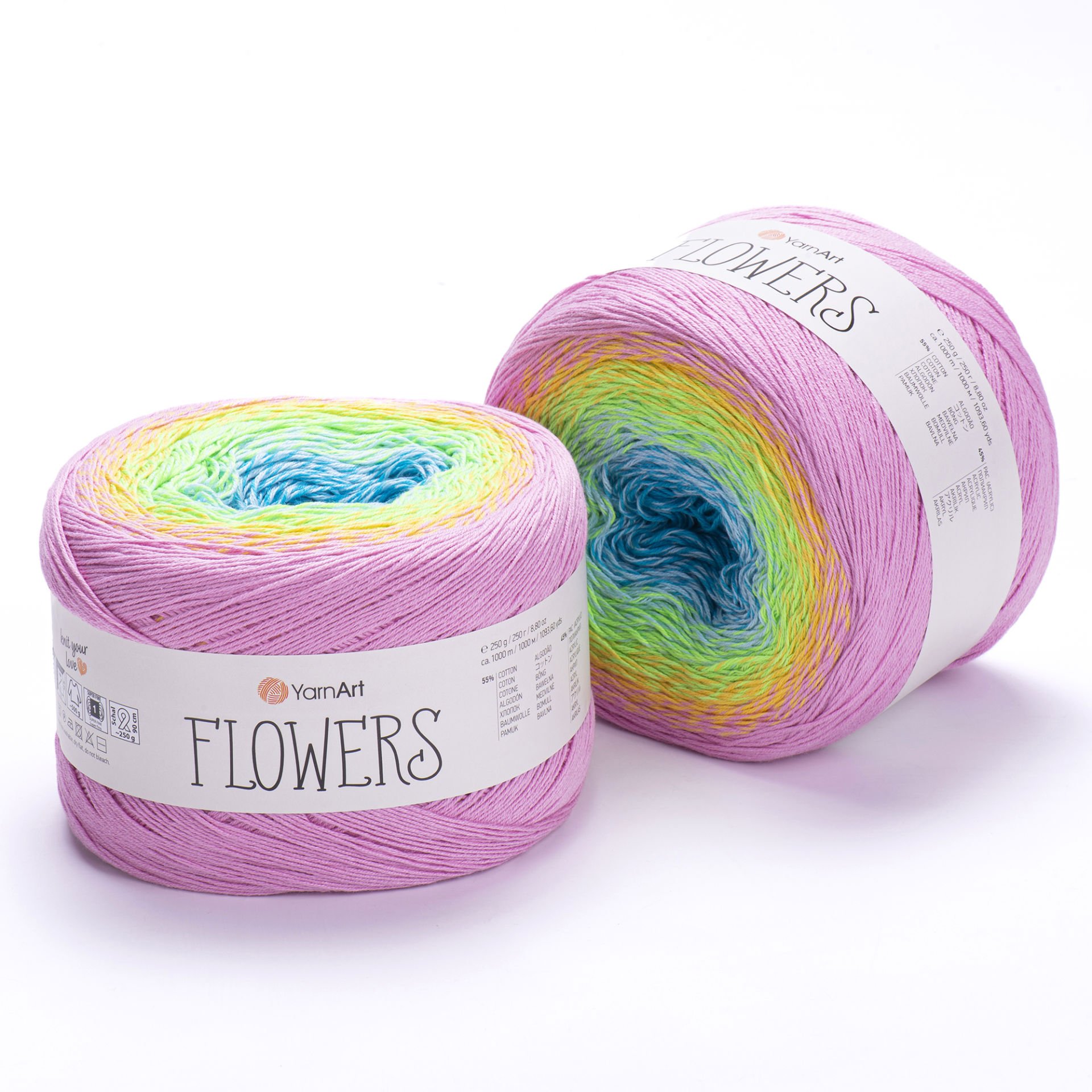 YARNART FLOWERS - MULTICOLOR KNITTING YARN VARIEGATED - 312