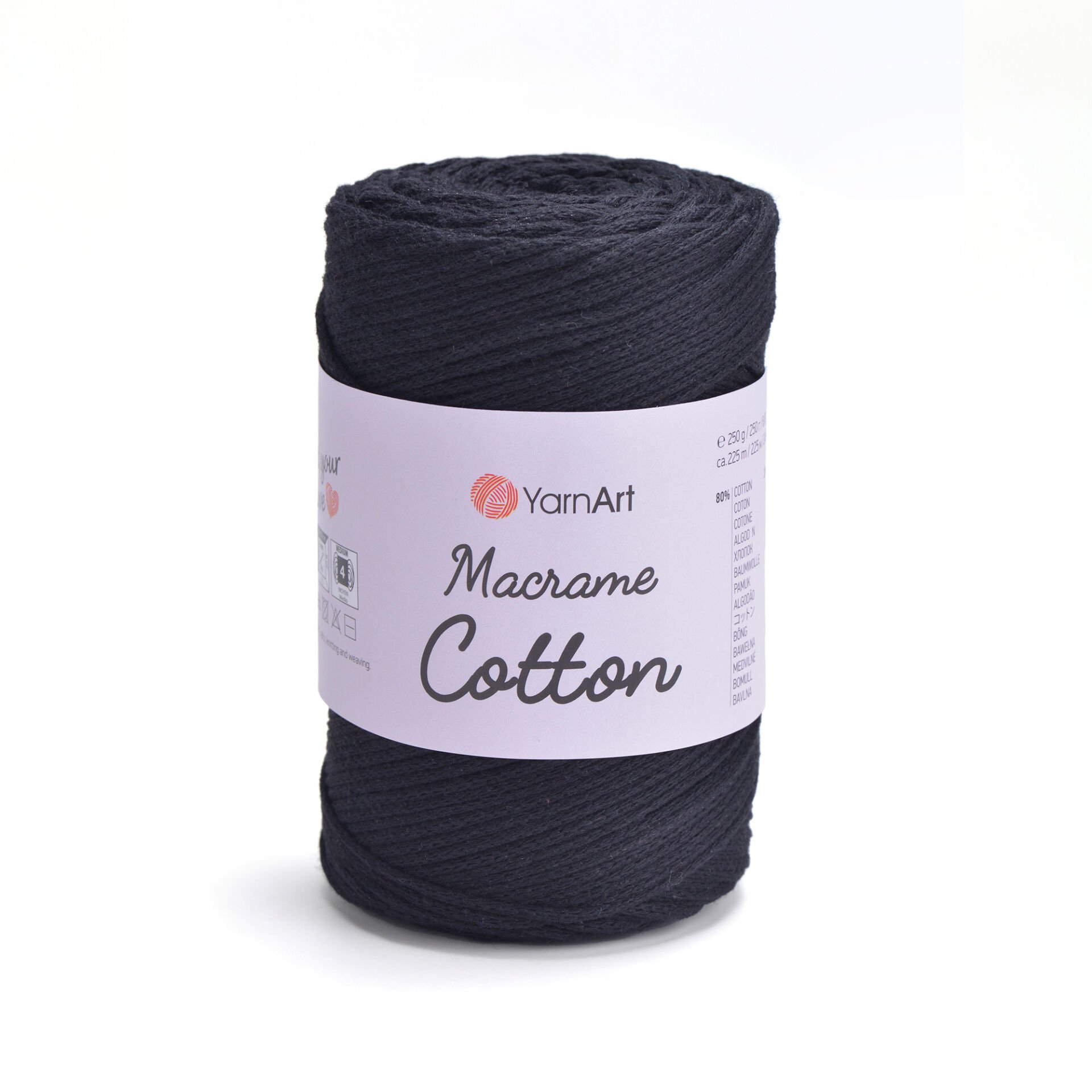 YARNART MACRAME COTTON - MACRAME CORD BLACK - 750