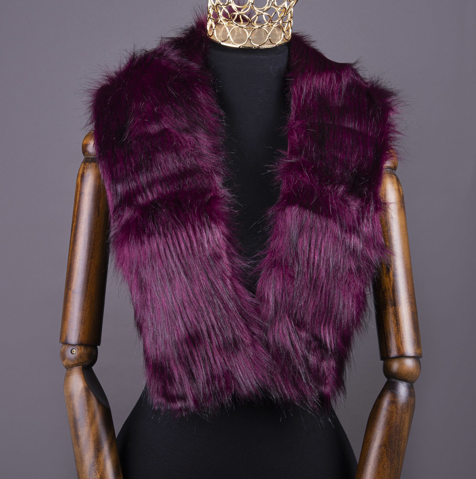 YARNART TUXEDE - FAUX FUR SHAWL CLARET - 03
