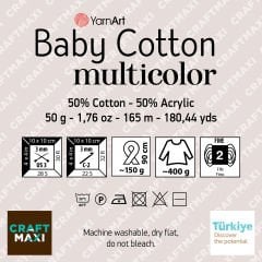 YARNART BABY COTTON MULTICOLOR - MULTICOLOR KNITTING YARN VARIEGATED - 5213