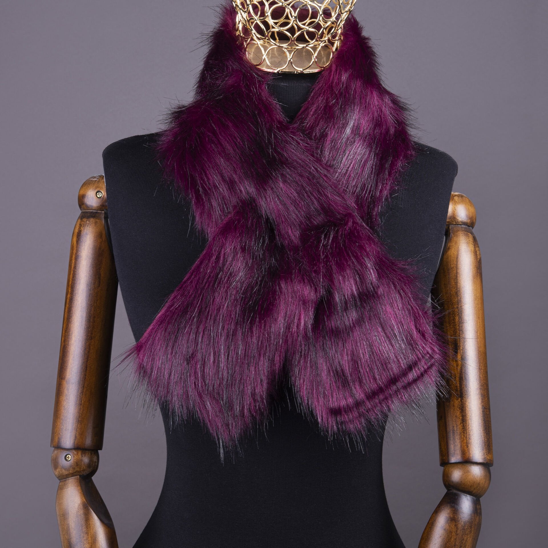 YARNART X-SCARF - FAUX FUR SHAWL CLARET - 03