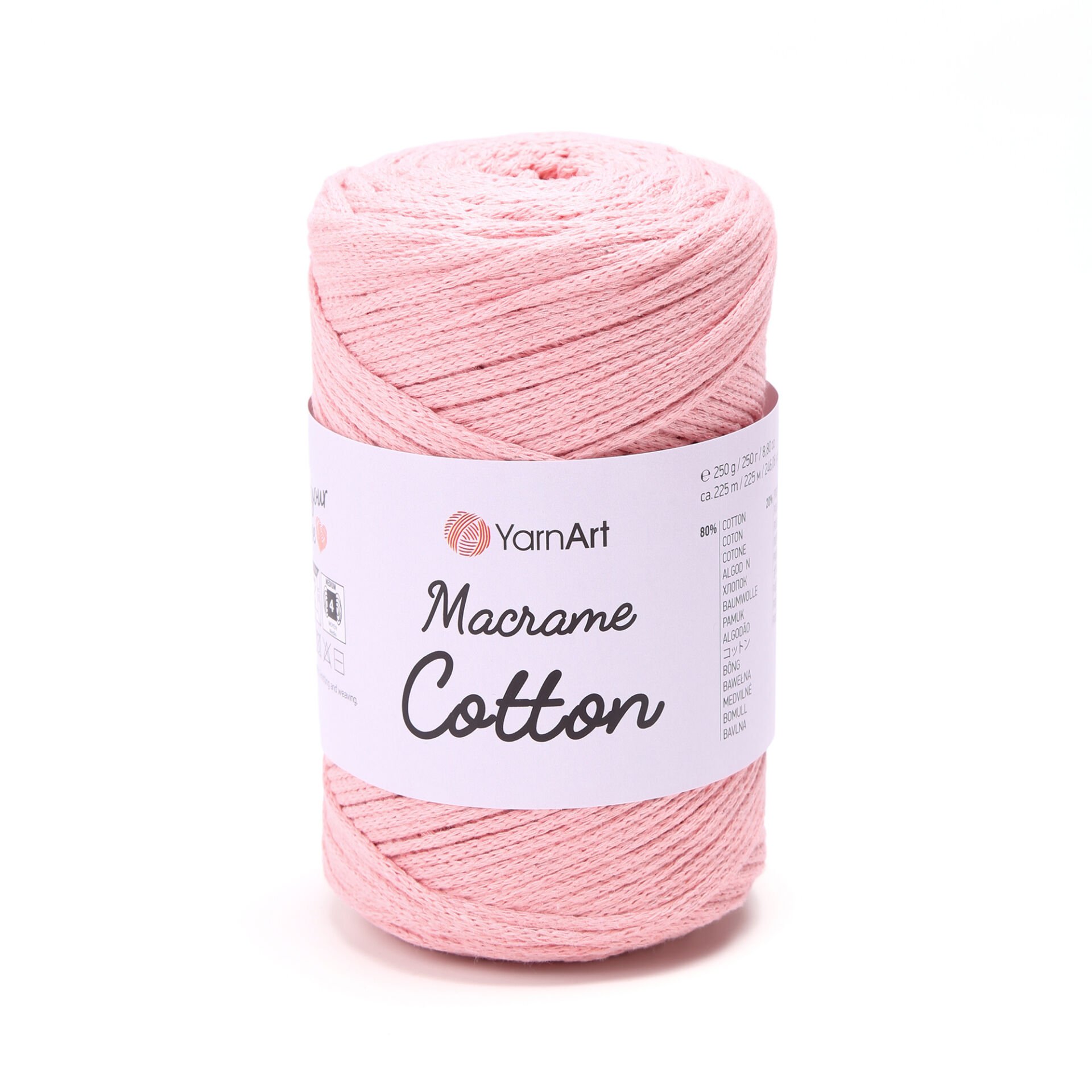 YARNART MACRAME COTTON - MACRAME CORD POWDER PINK - 767