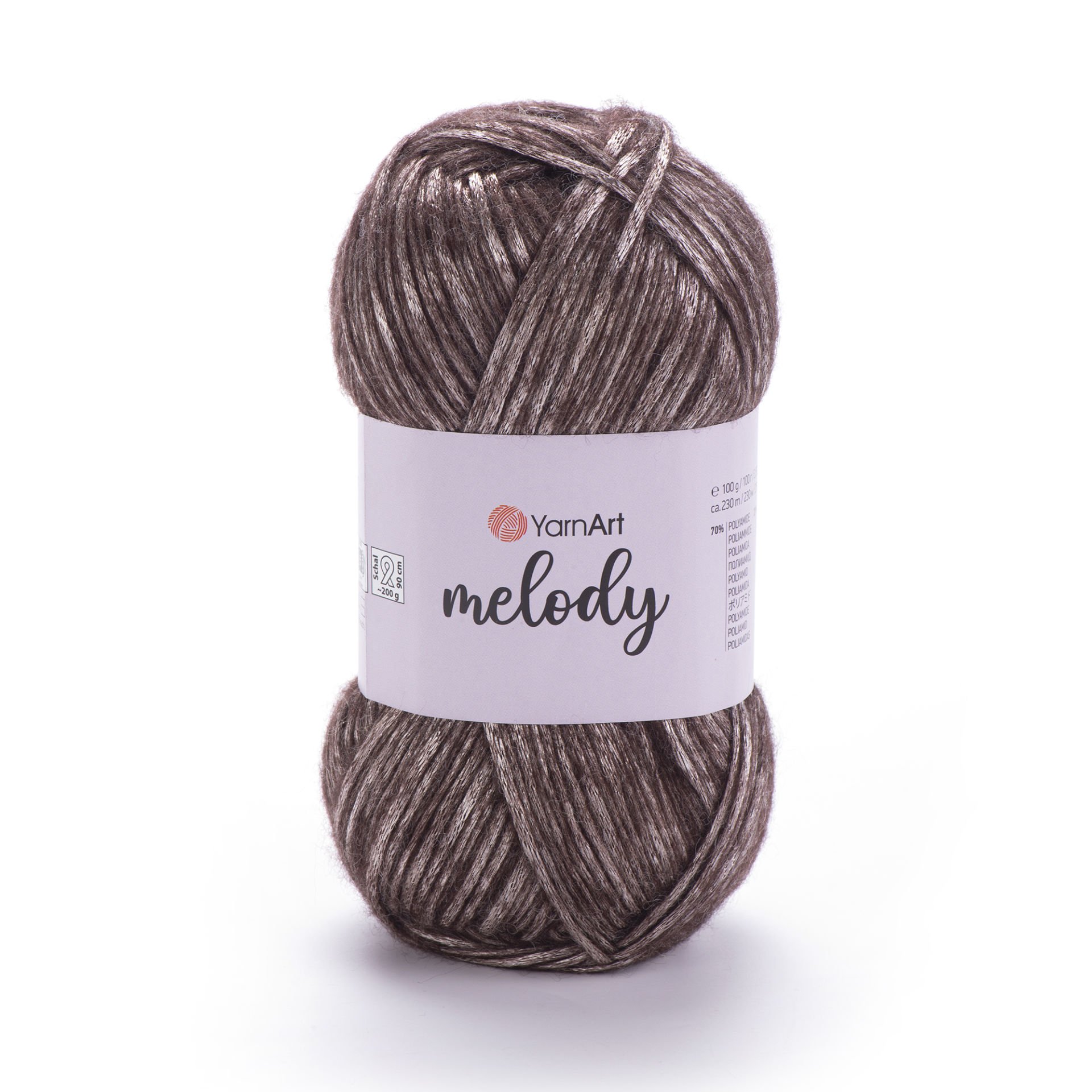YARNART MELODY - SHINY KNITTING YARN BROWN - 885