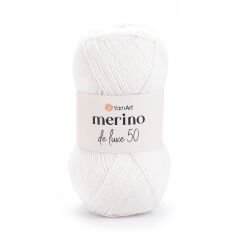 YARNART MERINO DE LUXE 50 - KNITTING YARN WHITE - 501