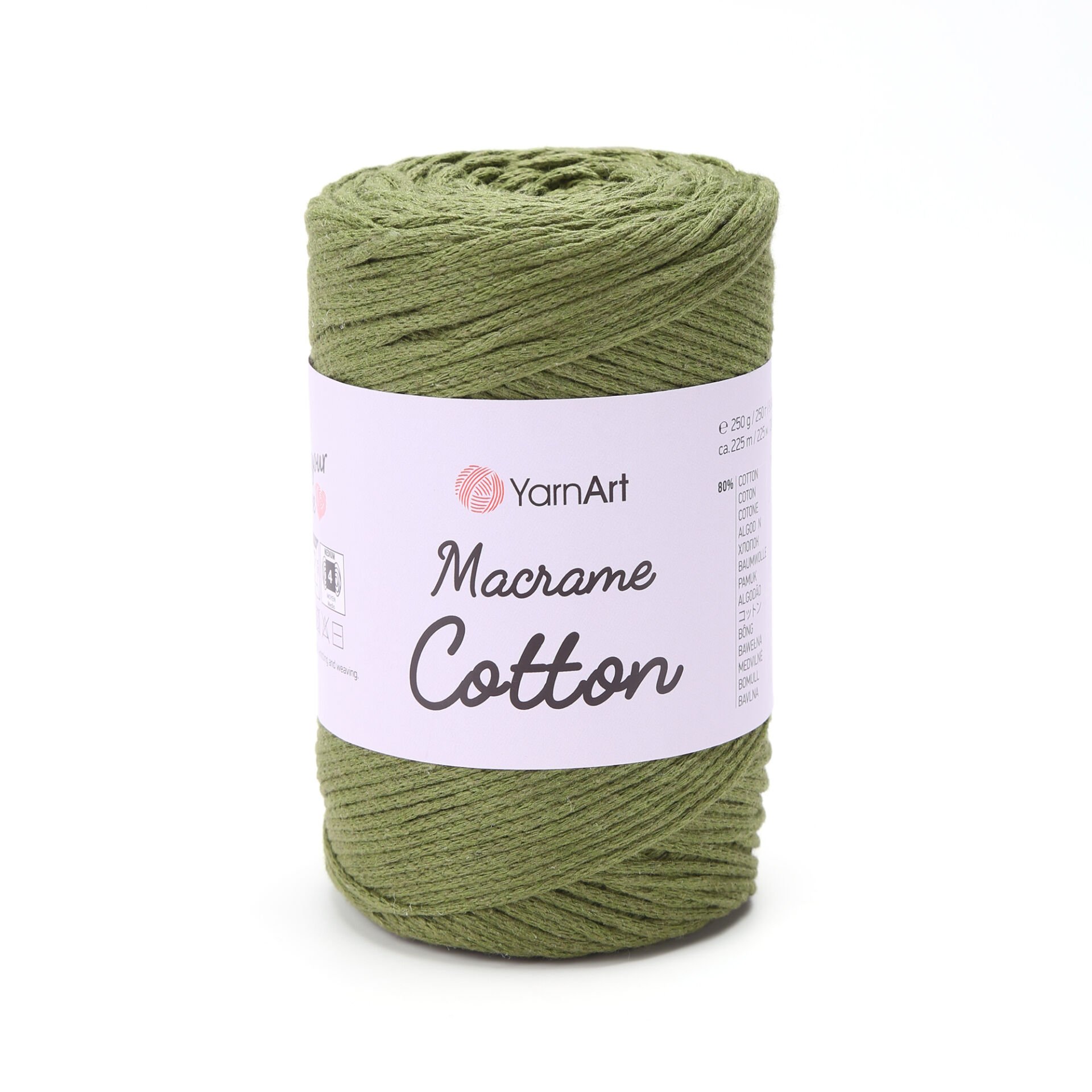 YARNART MACRAME COTTON - MACRAME CORD OLIVE GREEN - 787