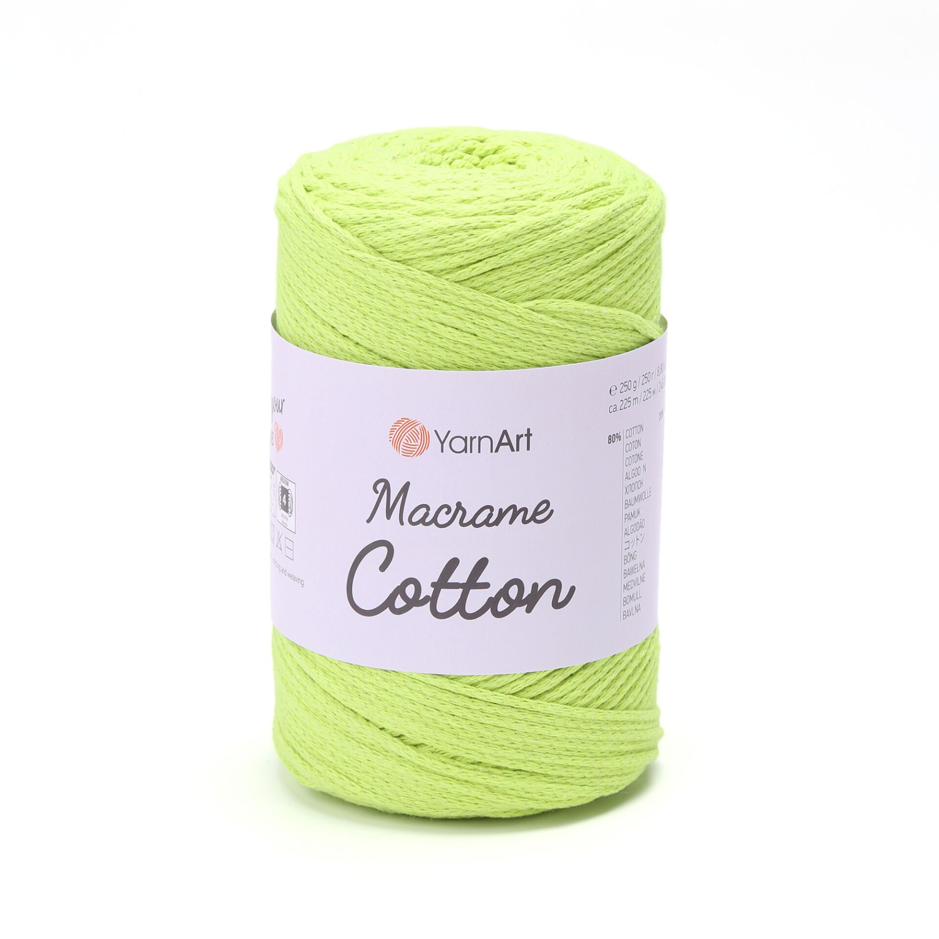 YARNART MACRAME COTTON - MACRAME CORD NEON GREEN - 801