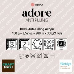 YARNART ADORE - ANTI-PILLING KNITTING YARN ICE GREY - 346