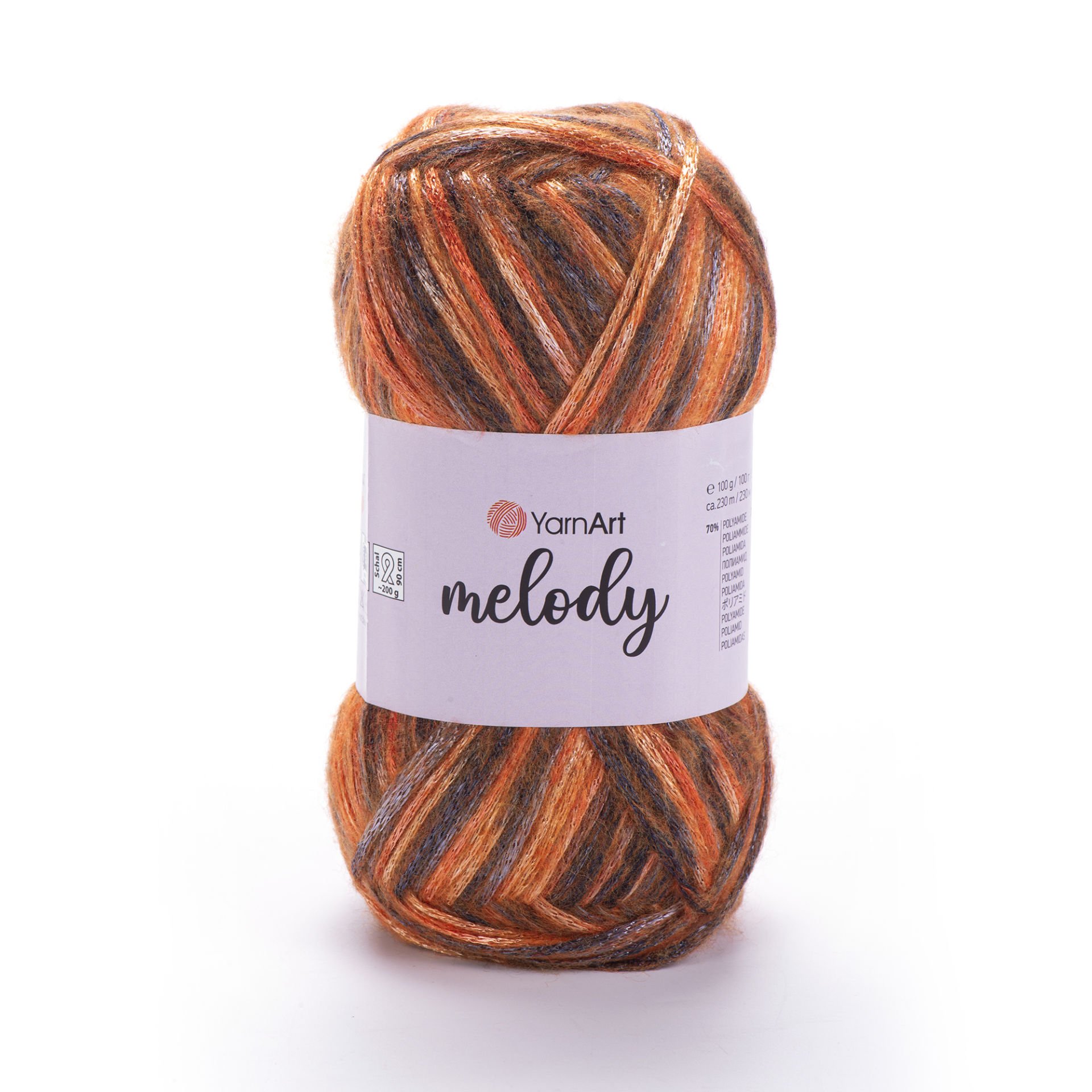 YARNART MELODY - MULTICOLOR SHINY KNITTING YARN VARIEGATED - 910