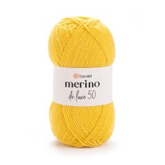 YARNART MERINO DE LUXE 50 - KNITTING YARN YELLOW - 586