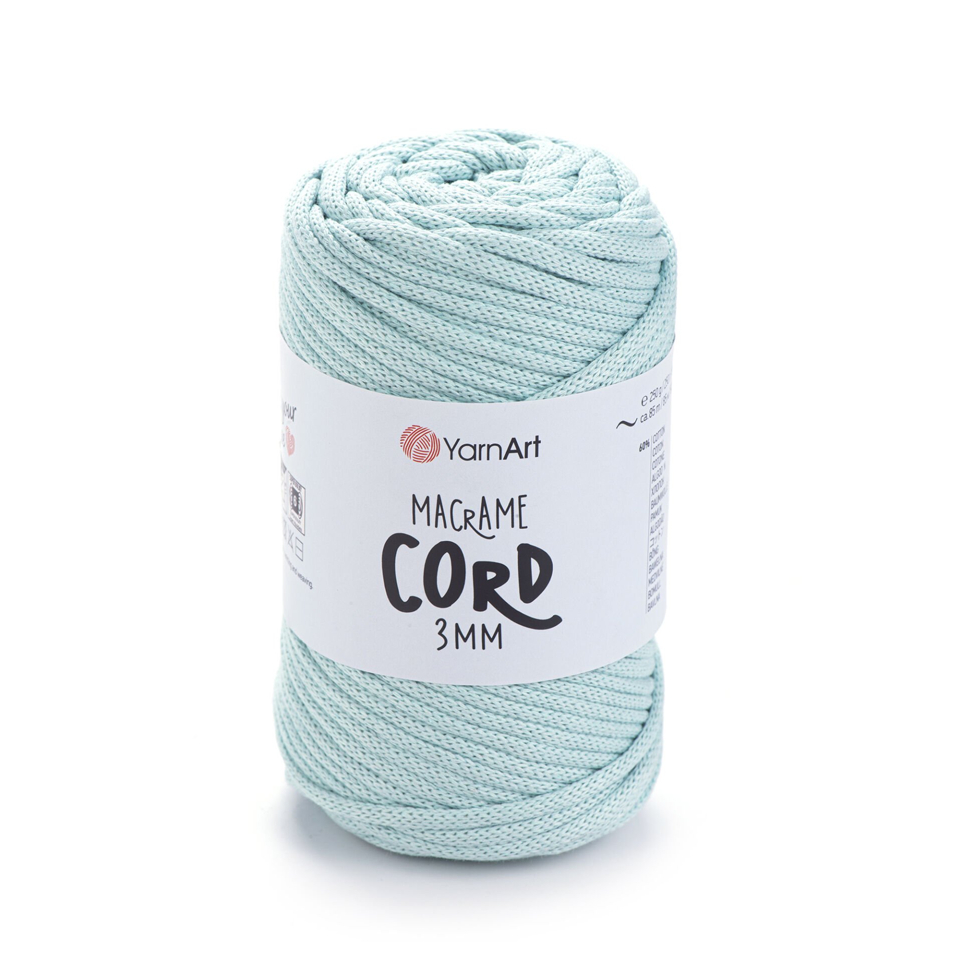 YARNART MACRAME CORD 3 MM - MACRAME CORD LIGHT BLUE - 775