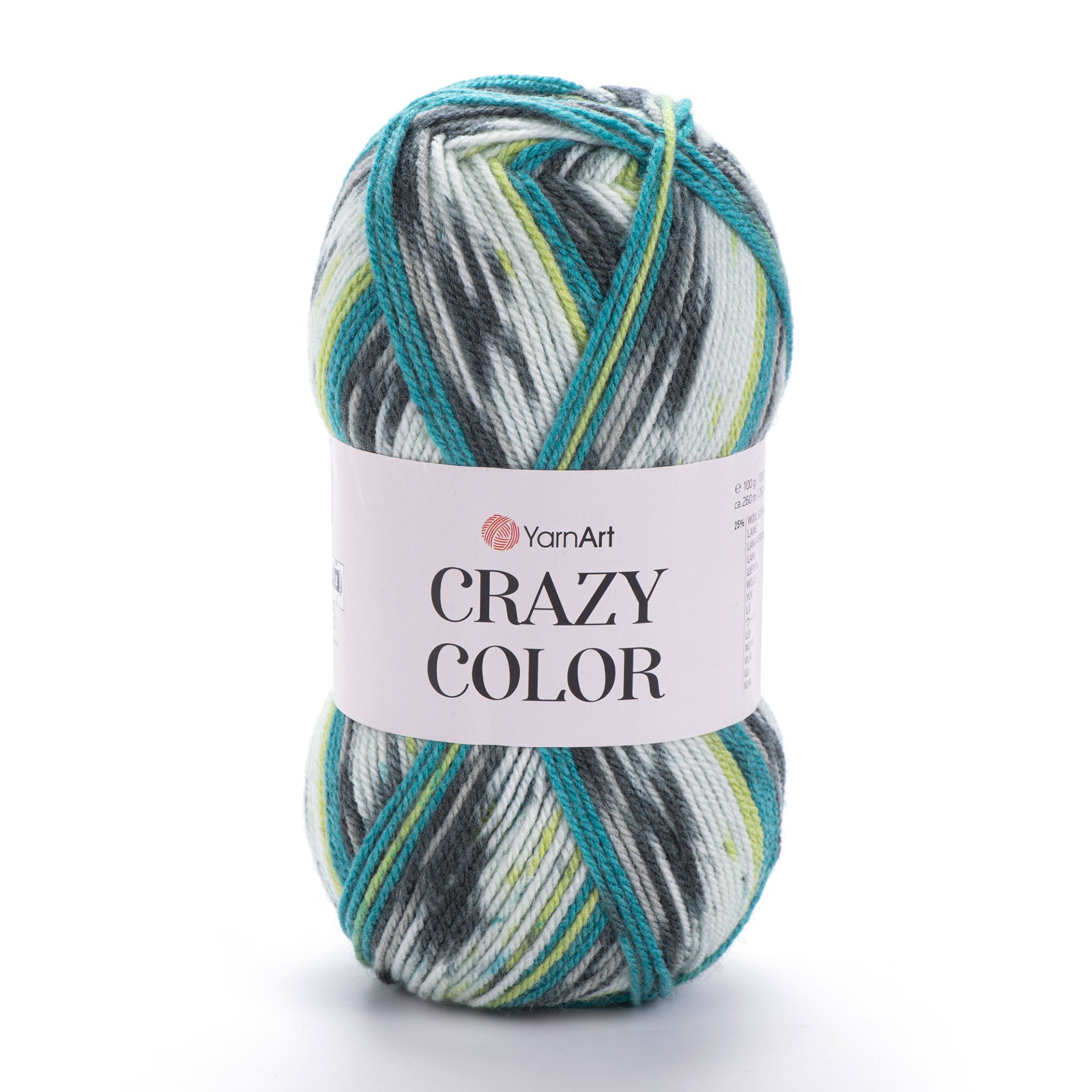 YARNART CRAZY COLOR - MULTICOLOR KNITTING YARN VARIEGATED - 166