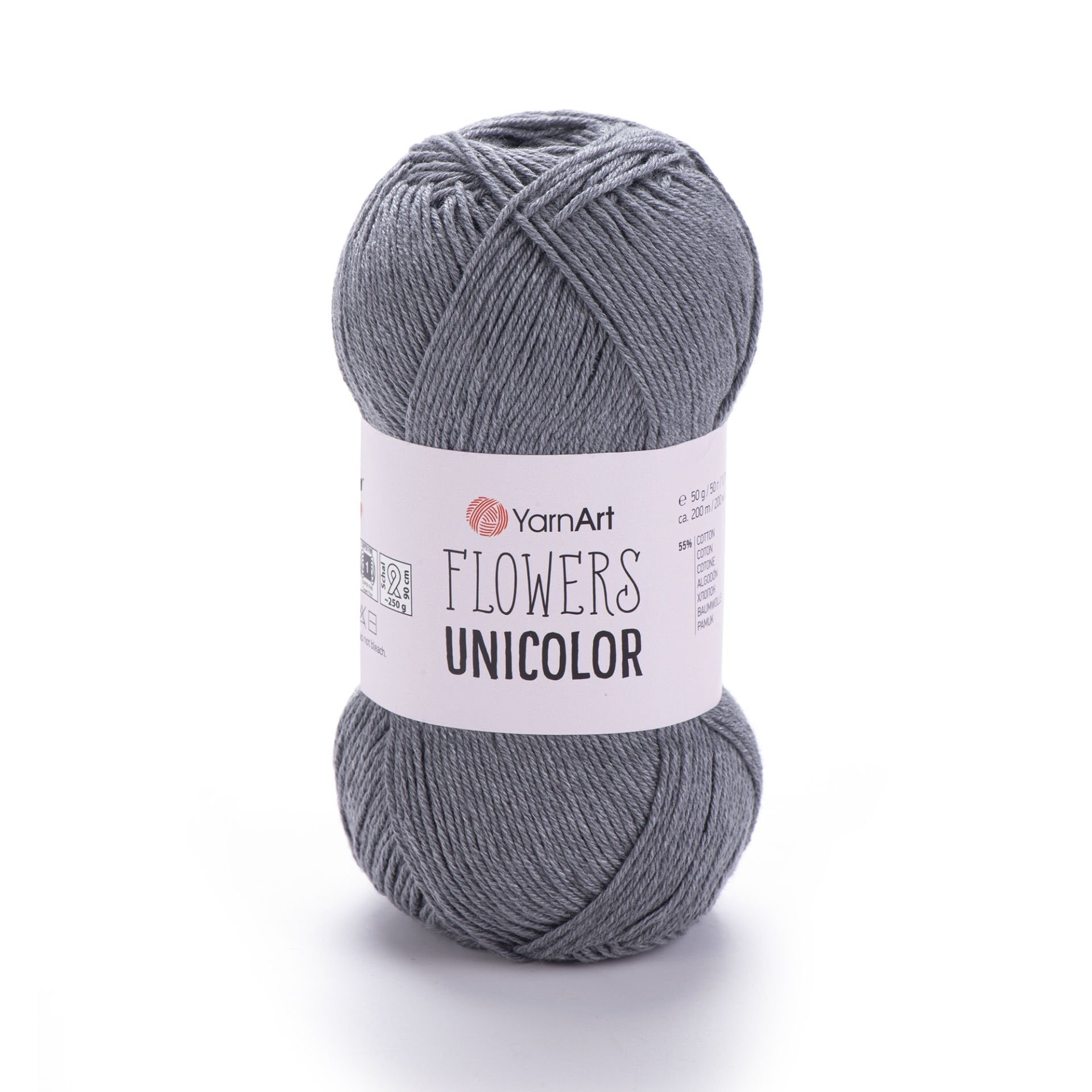 YARNART FLOWERS UNICOLOR - KNITTING YARN GREY - 744
