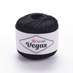 YARNART VEGAS - GLITTERY KNITTING YARN BLACK - 43