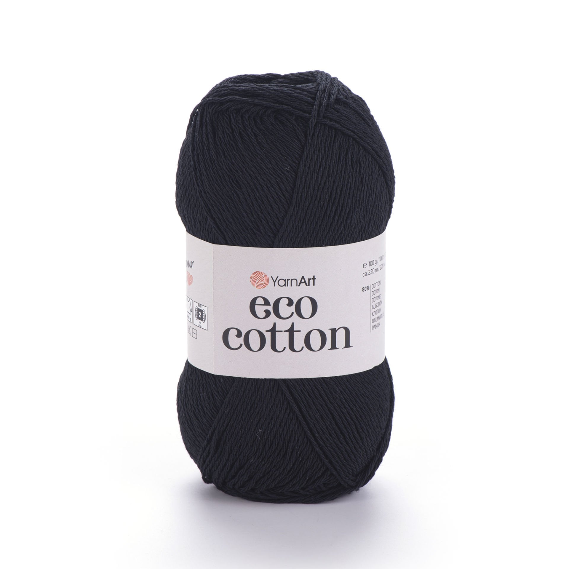 YARNART ECO COTTON - KNITTING YARN BLACK - 761