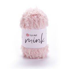 YARNART MINK - FAUX FUR KNITTING YARN POWDER PINK - 341