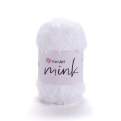 YARNART MINK - FAUX FUR KNITTING YARN WHITE - 345