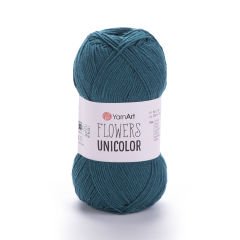 YARNART FLOWERS UNICOLOR - KNITTING YARN PETROL GREEN - 757