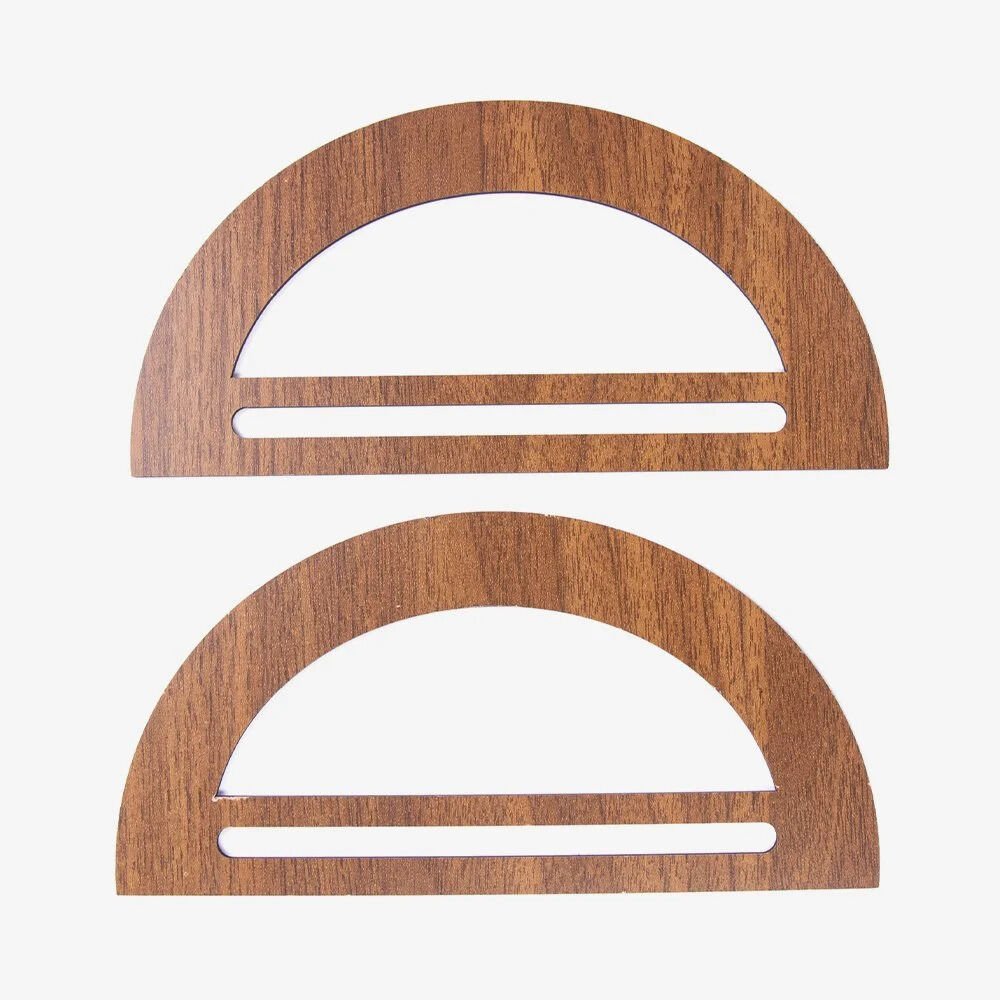 WOODEN BAG HANDLE - D MODEL - 2 PIECES 20X10 CM - WALNUT