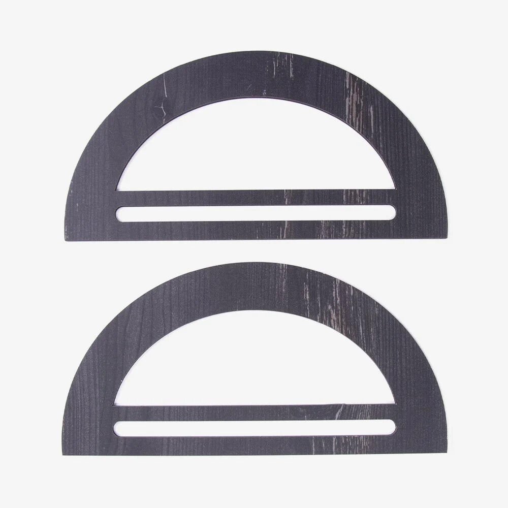 WOODEN BAG HANDLE - D MODEL - 2 PIECES 20X10 CM - BLACK