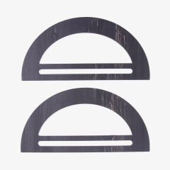 WOODEN BAG HANDLE - D MODEL - 2 PIECES 20X10 CM - BLACK