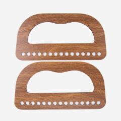 WOODEN BAG HANDLE - PERFORATED D MODEL - 2 PIECES 20X10 CM - WALNUT