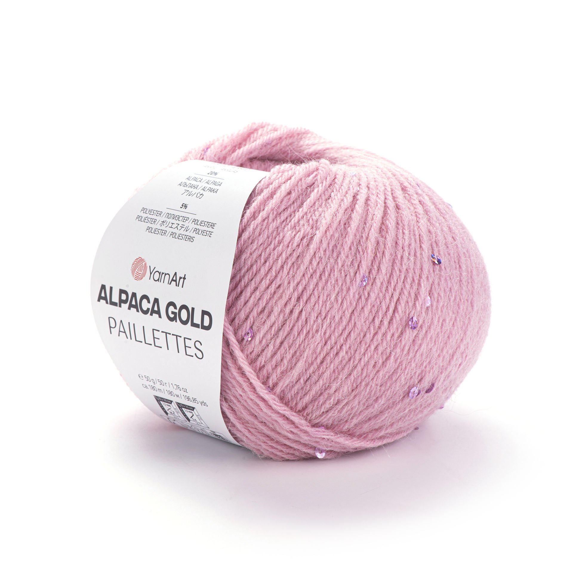 YARNART ALPACA GOLD PAILLETTES - KNITTING YARN PINK - 9306