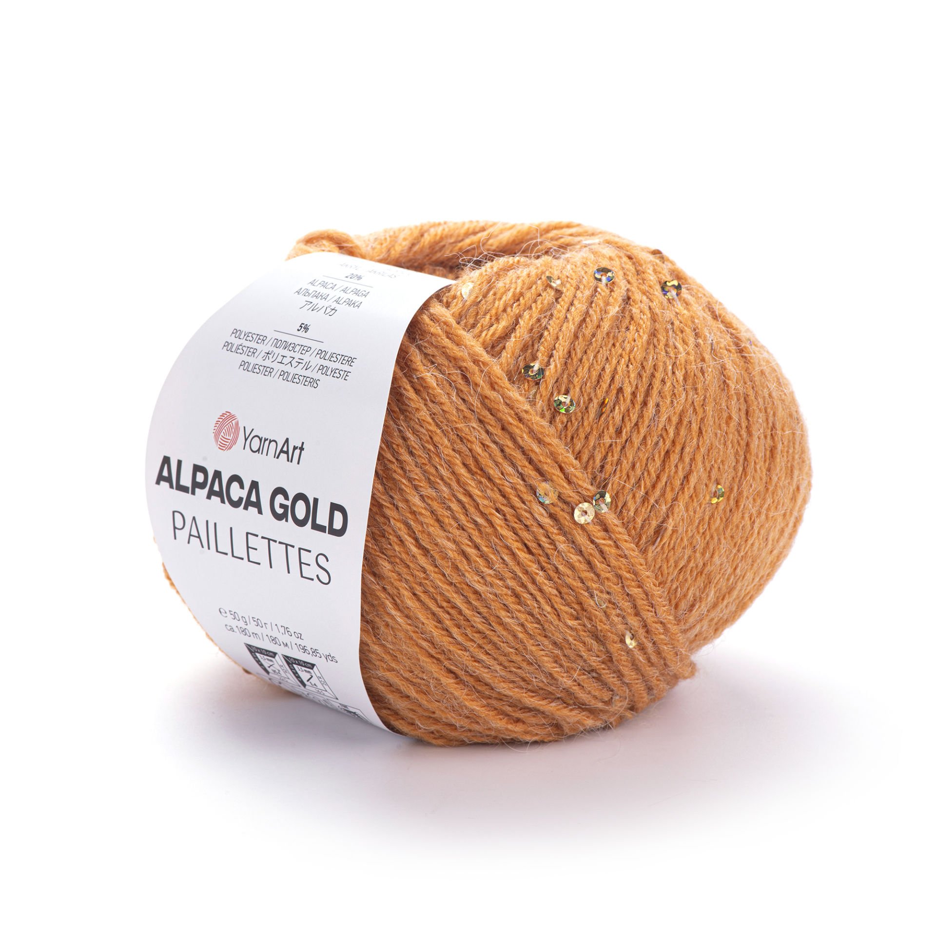 YARNART ALPACA GOLD PAILLETTES - KNITTING YARN ORANGE - 9311