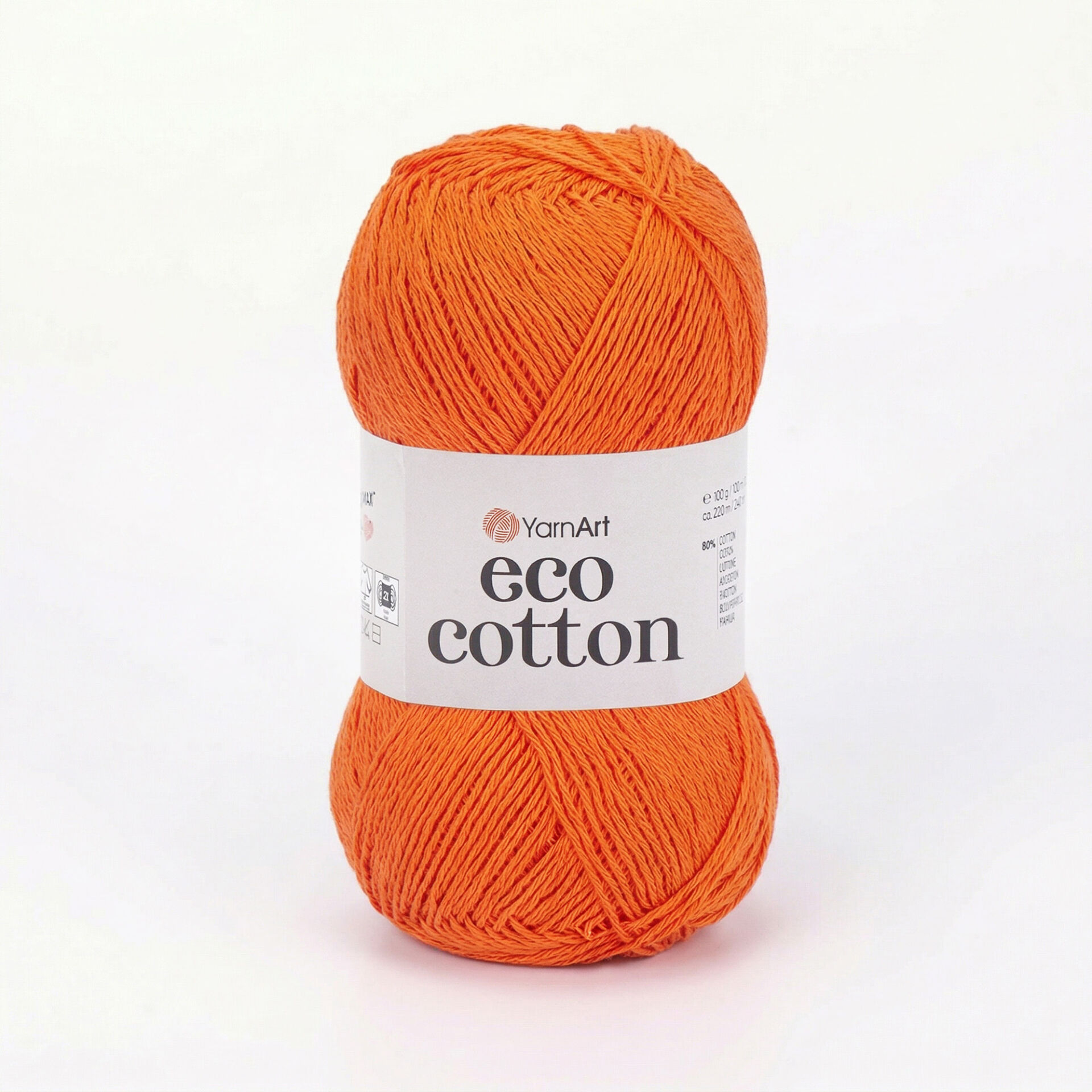 YARNART ECO COTTON - KNITTING YARN NEON ORANGE - 800