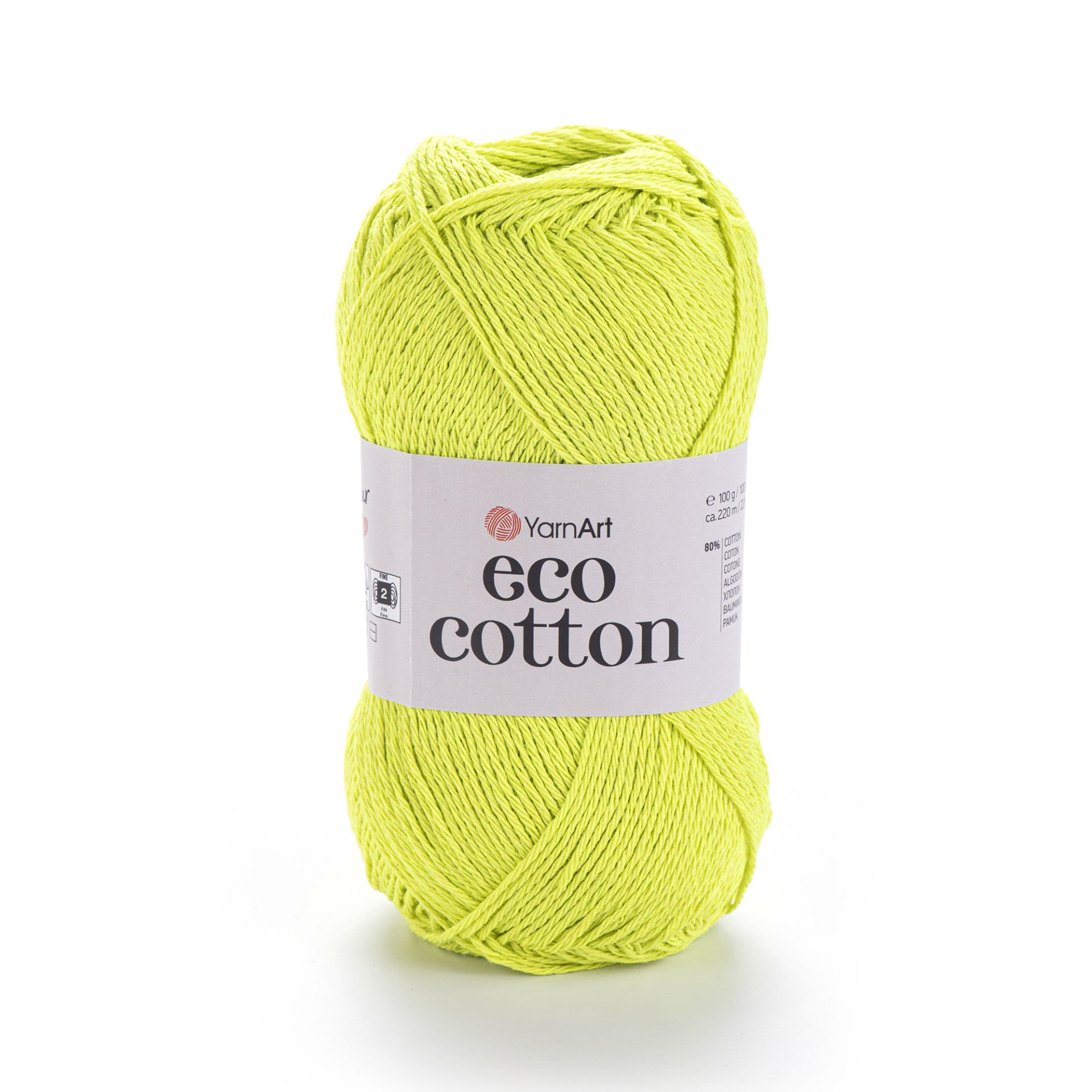 YARNART ECO COTTON - KNITTING YARN NEON GREEN - 801