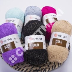 YARNART GOLD - GLITTERY KNITTING YARN SAXE BLUE - 9045