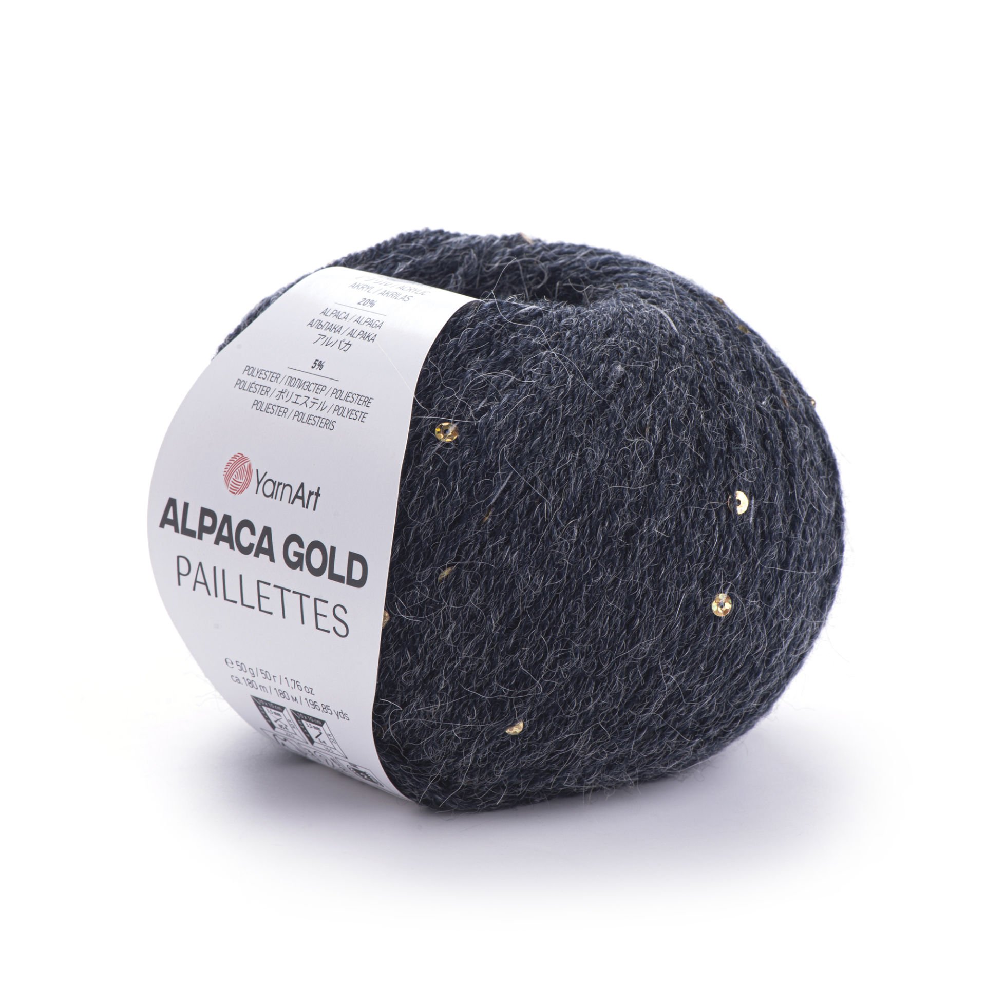 YARNART ALPACA GOLD PAILLETTES - KNITTING YARN BLACK - 9314